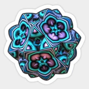 Lavender and Teal 3-D Fractal Pattern Sticker